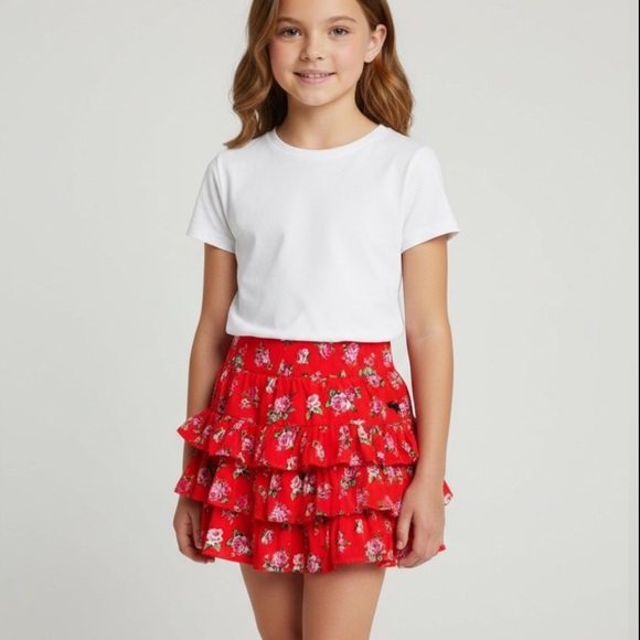 Abercrombie & Fitch Other - Abercrombie Kids Floral Red Ruffle Skirt
